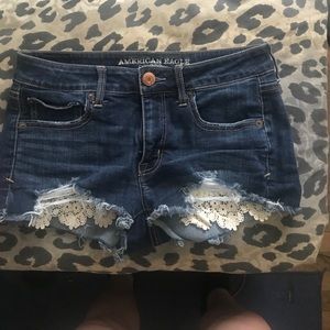 American Eagle Jean Cutoff Shorts Lace Pocket